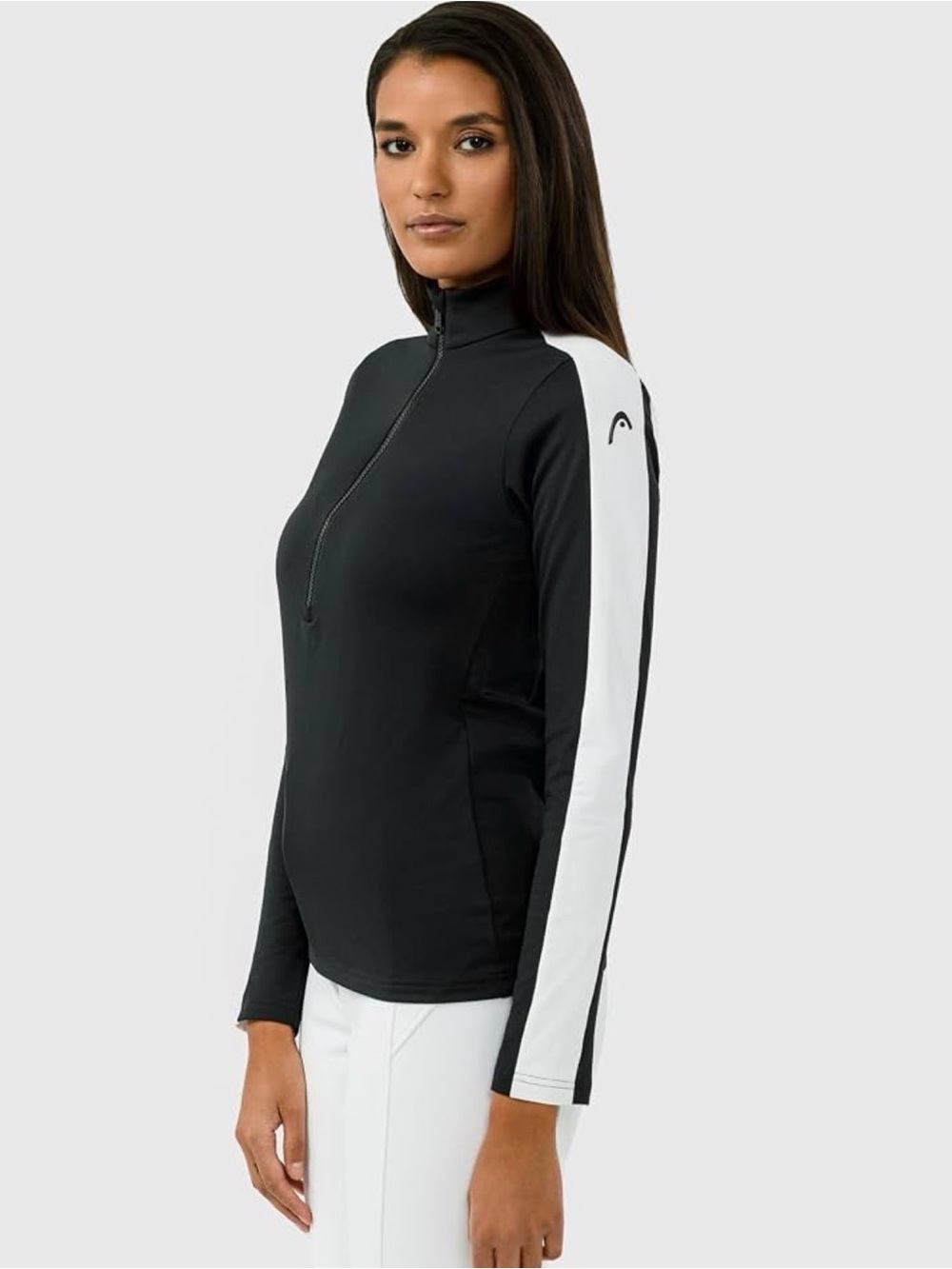 Head Black Half-Zip Performance Top with White Sleeve Panels